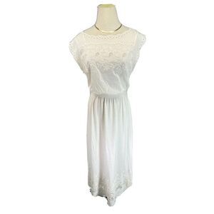 & Other Stories Paris Atelier Womens White Midi Dress Size 4 Eyelet Sunflower